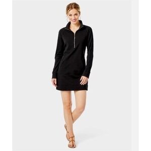 Lilly Pulitzer Dress Skipper Popover Size XXS Black Onyx 1/2 Zip Crochet Sleeves